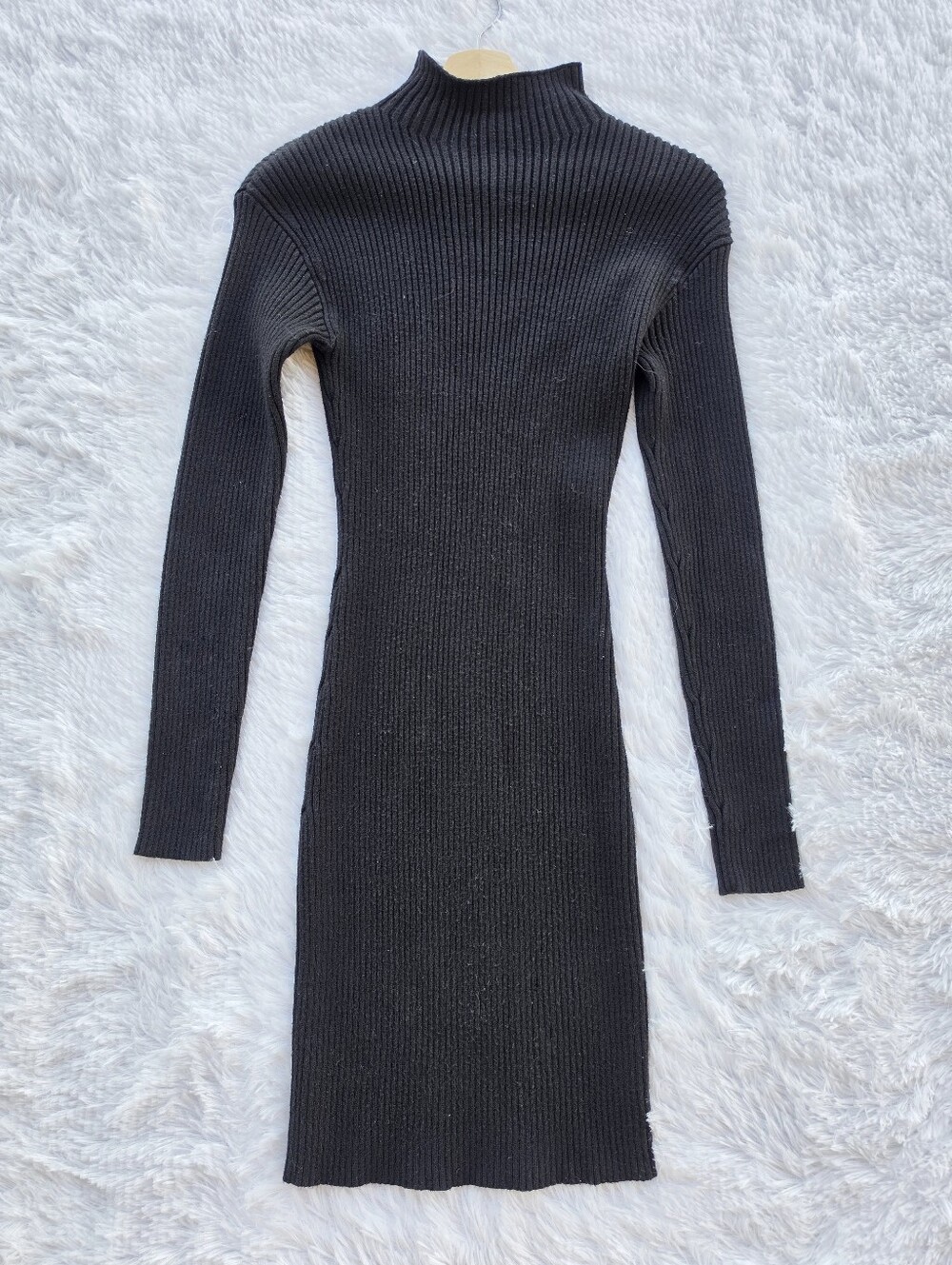 Astr The Label Black Turtleneck Ribbed Sweaterβ Dress